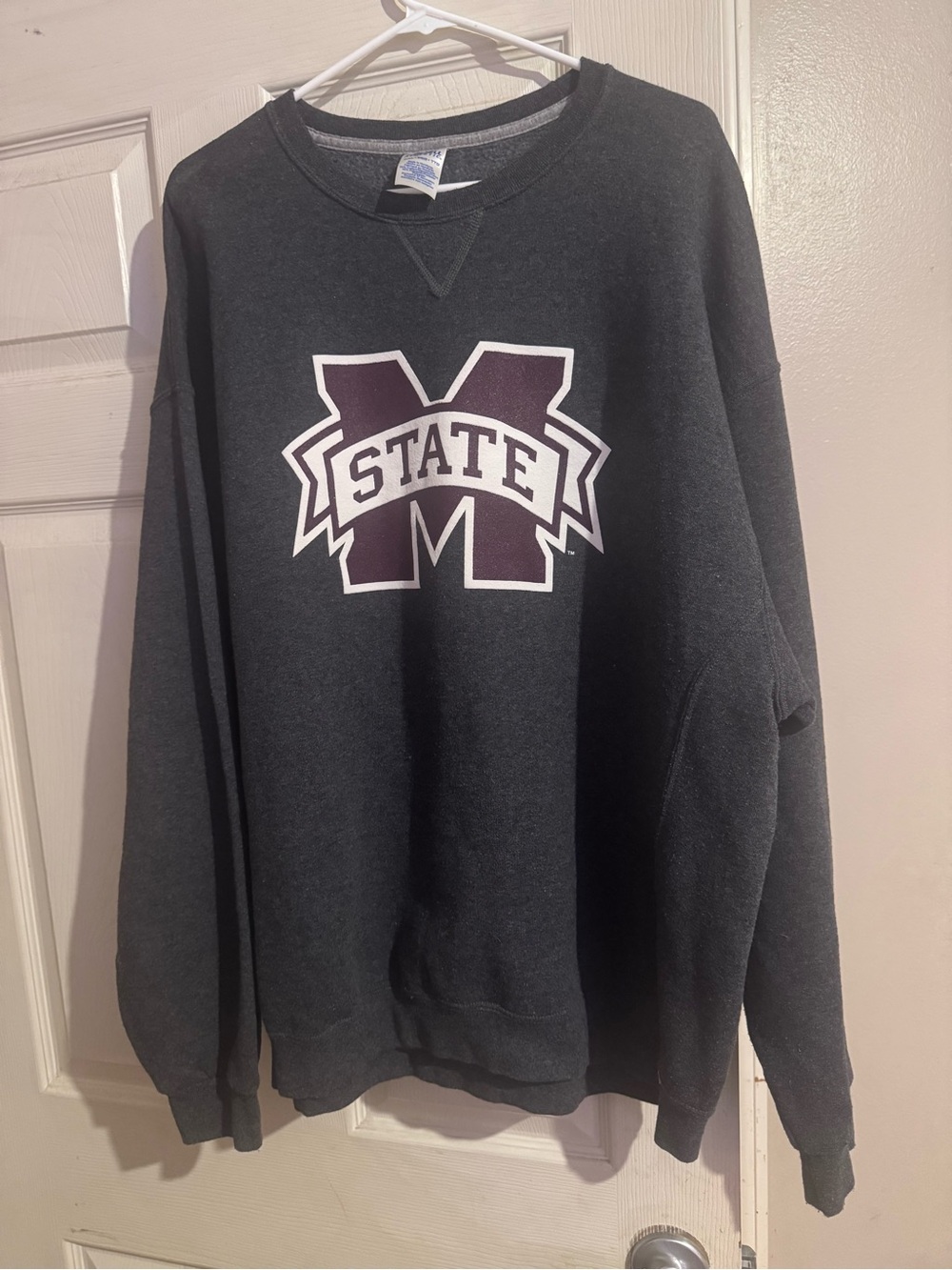 Russell Athletic Black Crewneck Sweatshirt with Maroon and White 'M STATE' Logo